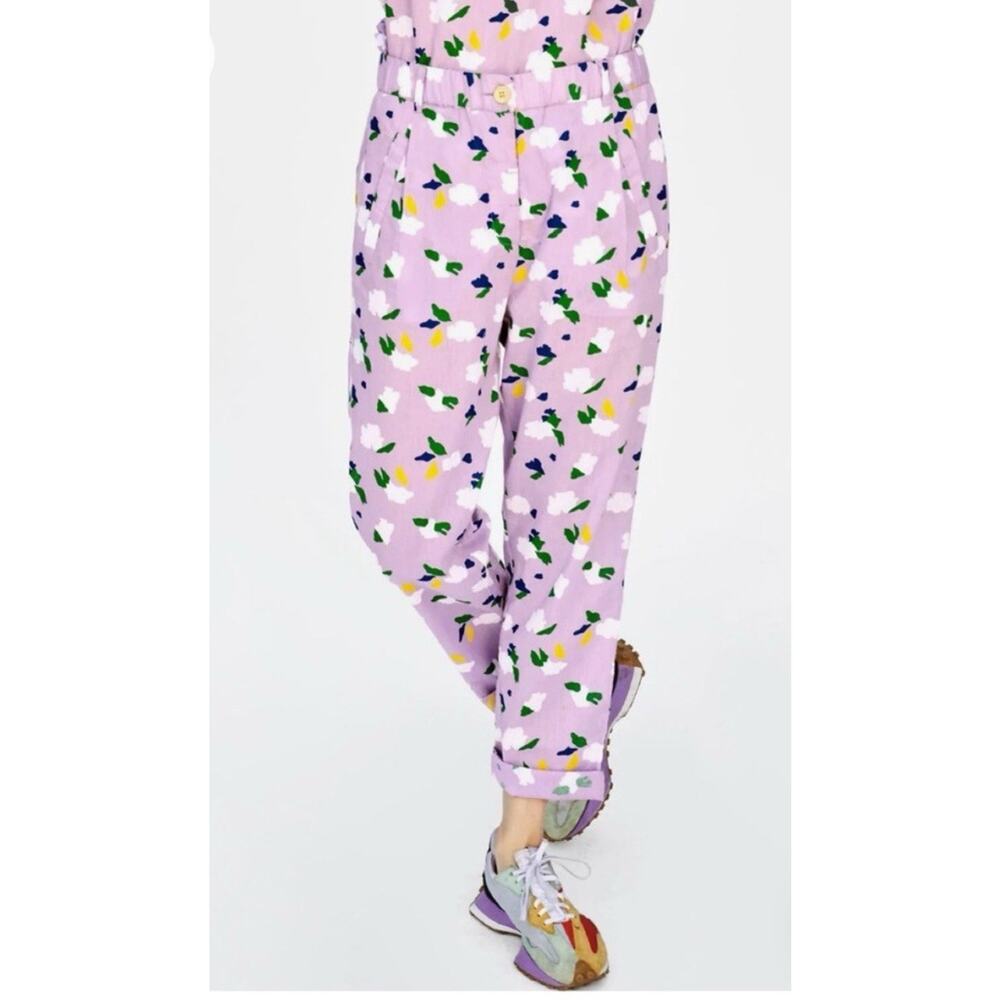 NWT Clare V St Martin Purple Floral Pants Sz XL